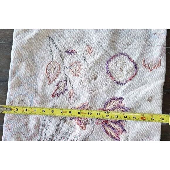 PIER 1 Embroidered Throw Pillow Cover Pink, Purple, Needlpoint Floral 18" CUTE - Picture 9 of 9